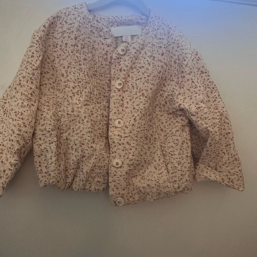 Zara Cream Floral Pea Coat